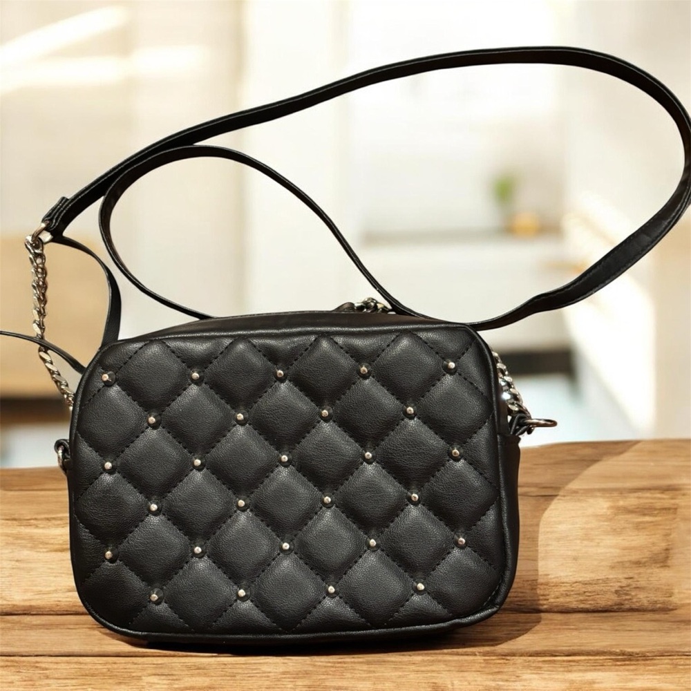 Rebecca Minkoff Elegant Black Quilted & Studded Crossbody Bag